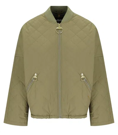 Barbour Emlyn Dusky Green Quilted Bomber Jacket In Green