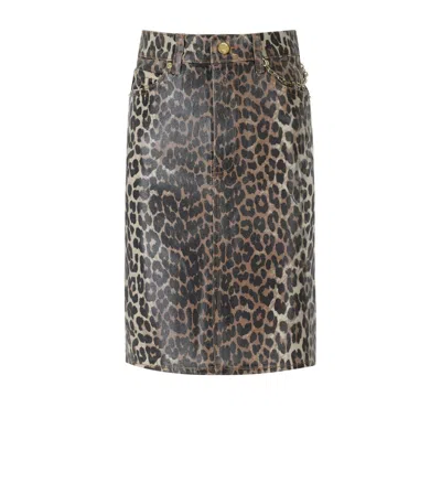 Ganni Denim Animalier Skirt In Animal Print