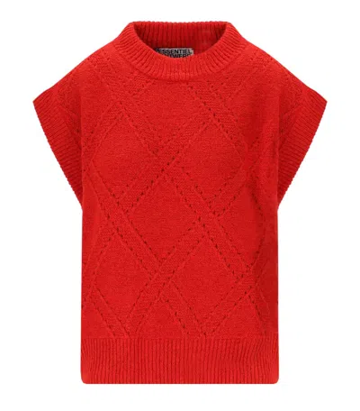 Essentiel Antwerp Import Red Knitted Vest In Red