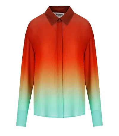 Essentiel Antwerp Tie Dye Straight Shirt Blouse In Neptune In Orange