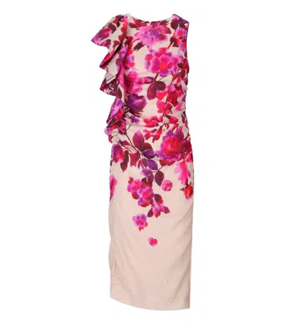 Essentiel Antwerp Hayleigh Pink Midi Dress In Animal Print