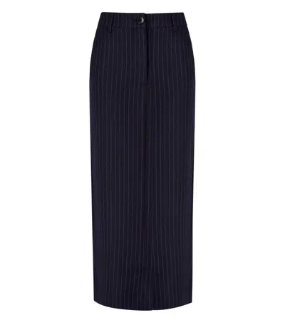 Essentiel Antwerp Glossary Navy Blue Midi Skirt In Blue
