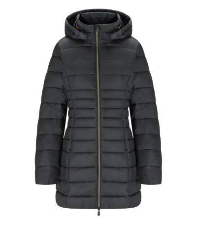 Save The Duck Reese Grey Hooded Padded Jacket In Blue