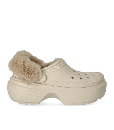 Crocs Stomp Lined Clogs In Stucco-neutral In White
