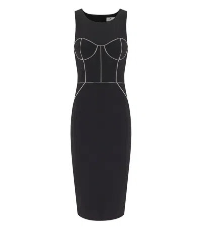 Elisabetta Franchi Contrasting-piping Midi Dress In Black
