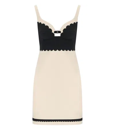 Elisabetta Franchi Butter And Black Dress In Multi
