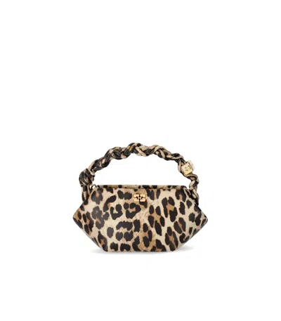 Ganni Bou Mini Animalier Handbag In Sand