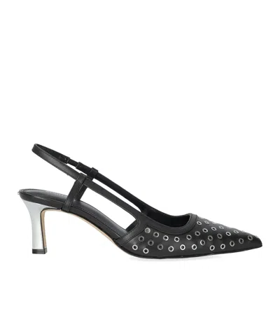 Michael Kors Alora Black Silver Slingback Pump In Black