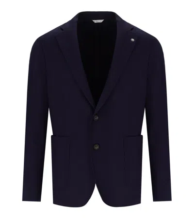 Manuel Ritz Blue Single Breasted Jacket In Black