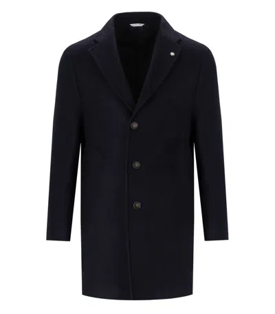 Manuel Ritz Blue Single Breasted Coat In Animal Print