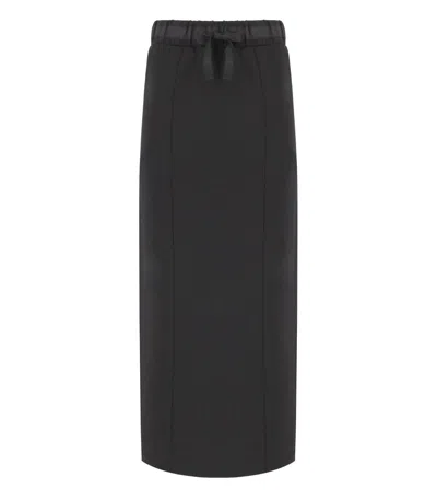 Max Mara Long Lyocell Skirt With Drawstring Waist In Black