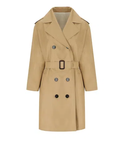 Max Mara Double-breasted Trench Coat With Belted Waist In Brown
