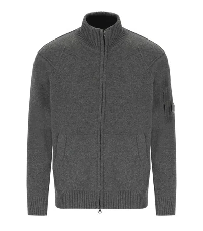C.p. Company Knitwear Cardigan In Lambswool Grs In Gray