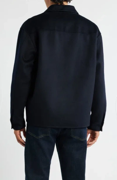 Frame Double Face Wool Shirt Jacket In Blue