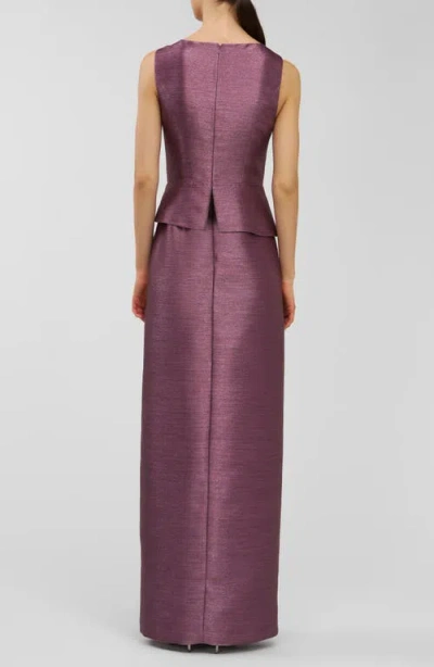 Kay Unger Octavia Metallic Column Gown In Pink