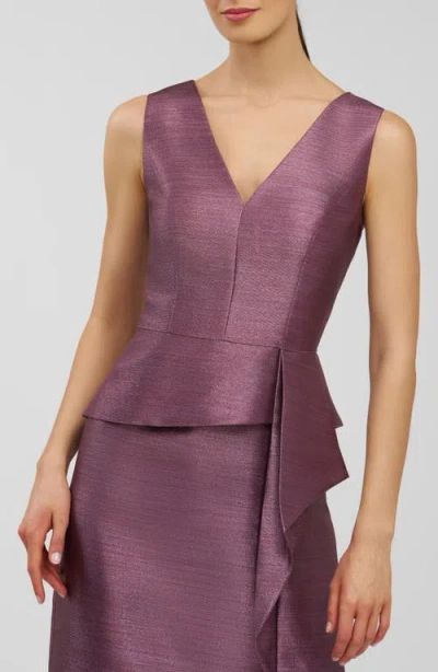 Kay Unger Octavia Metallic Column Gown In Pink