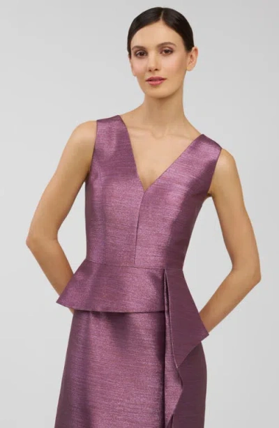 Kay Unger Octavia Metallic Column Gown In Pink