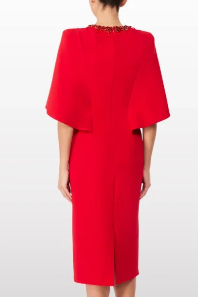 Jenny Packham Ursa Cape-effect Crystal-embellished Crepe Midi Dress In Red