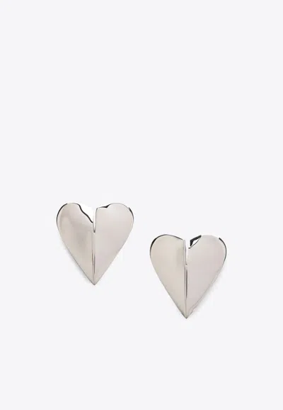 Alaïa Alaia Le Coeur Torn Silver Earrings Women In Brown