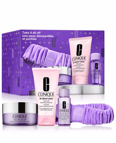Clinique Take It All Off Makeup Remover Gift Set In Purple