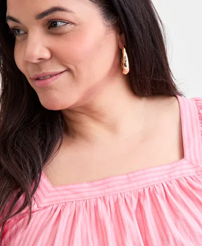 Style & Co Women's Square-neck 3/4-sleeve Shine Blouse, Macy's Exclusive In Pink