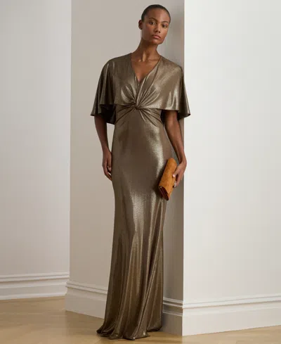 Ralph Lauren Women's Twist-front Cape Gown In Brown