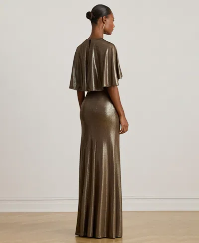 Ralph Lauren Women's Twist-front Cape Gown In Brown