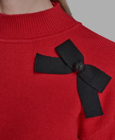 Karl Lagerfeld Womens All Over Bow Sweater P Xs Xl In Red
