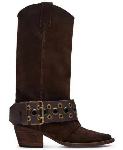 Steve Madden Women's Ashwood Western Moto Boots In Burgundy