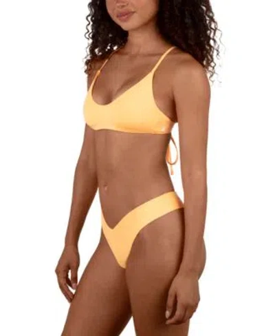 Hurley Juniors Crossback Bikini Top V Front Skimpy Bikini Bottoms In Yellow
