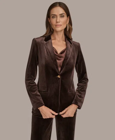Donna Karan Women's Velvet One Button Jacket In Brown