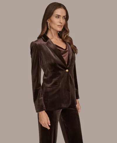 Donna Karan Women's Velvet One Button Jacket In Brown