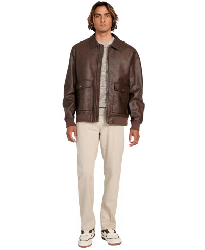 Guess Men's Monogram Aviator Jacket In Brown