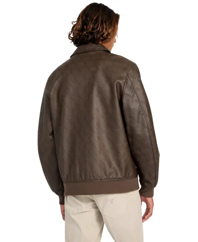 Guess Men's Monogram Aviator Jacket In Brown