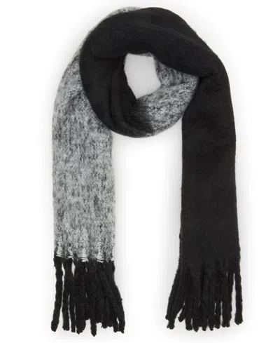 Steve Madden Women's Fringe Lofty Two-tone Scarf In Black