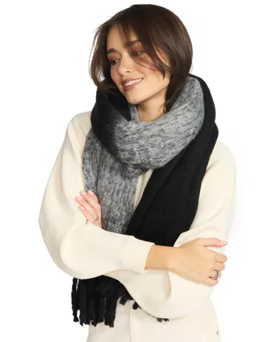 Steve Madden Women's Fringe Lofty Two-tone Scarf In Black