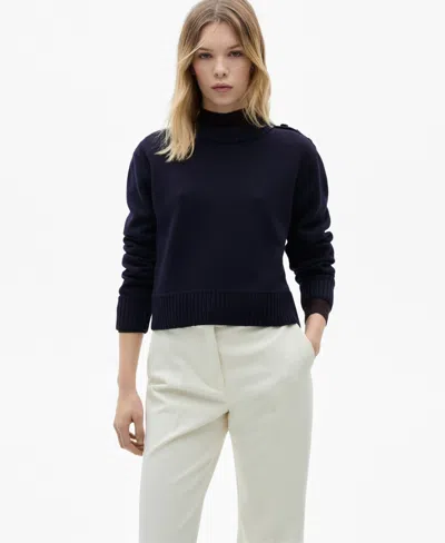 Mango Women's Jewel Buttons Knitted Sweater In Blue