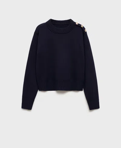 Mango Women's Jewel Buttons Knitted Sweater In Blue