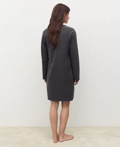 Mango Cotton Nightdress With Button Detail Charcoal In Gray