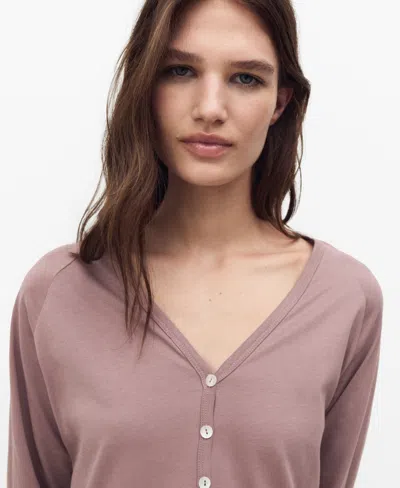 Mango Nuisette Coton Détails Boutons Marron Moyen - Femme - L -  In Pink