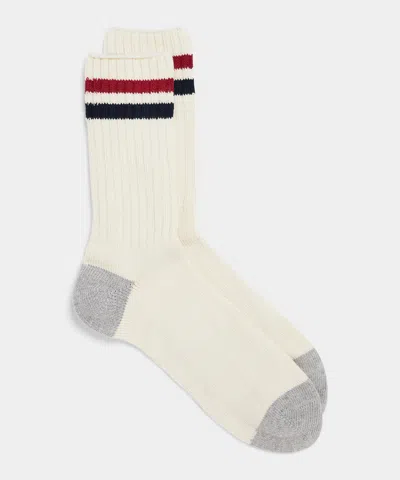 Todd Snyder Men's Cotton Athletic Crew Sock In Red, Size L In Gray