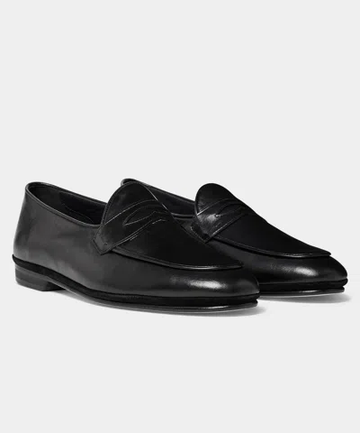 Rubinacci Men's Todd Snyder X  Unlined Leather Penny Loafer In Black, Size 44 In Black