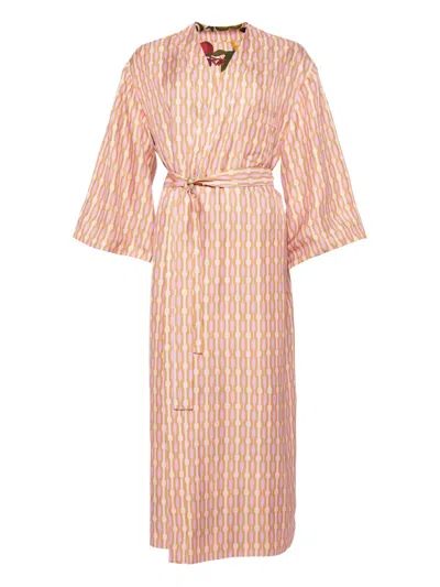 Eres Saveur Fruit-print Chain-pattern Reversible Robe In Pink