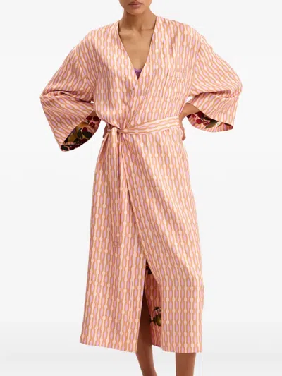 Eres Saveur Fruit-print Chain-pattern Reversible Robe In Pink