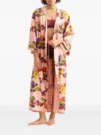 Eres Saveur Fruit-print Chain-pattern Reversible Robe In Pink