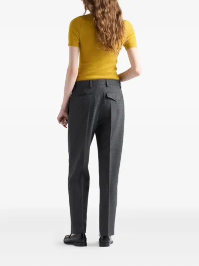 Prada Short Sleeve Wool Sweater With Charms In Yellow