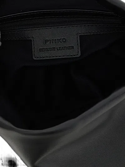 Pinko Maxi Clutch With Soft Calfskin Shoulder Strap In Black