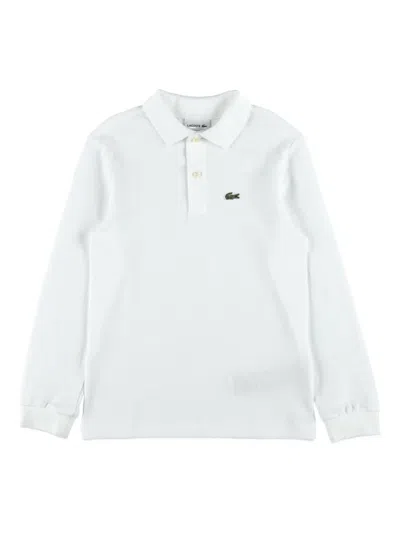 Lacoste Solid Long Sleeve Polo In White