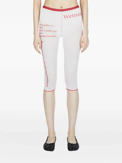 Di Petsa Wet Script Biker Shorts In White