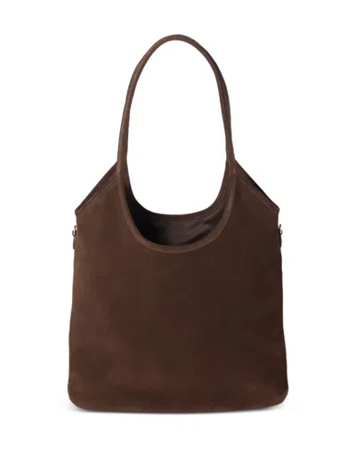 Miu Miu Suede Double Handle Shoulder Bag In Brown